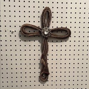 Rustic Rope Wall Cross with Gem Accent